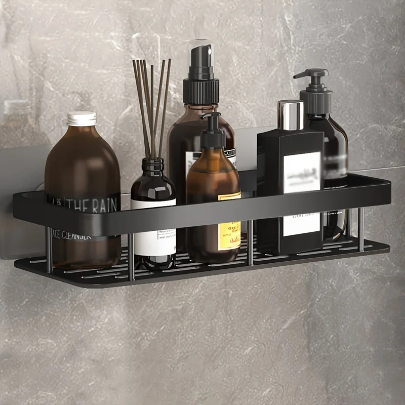 Punch Free Wall Mounted Bathroom Shelf No Drill Shower Shelf Kitchen Storage Organizer Shampoo Rack Makeup Storage Organizer