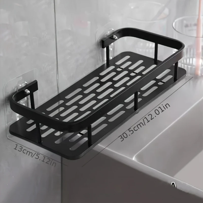 Punch Free Wall Mounted Bathroom Shelf No Drill Shower Shelf Kitchen Storage Organizer Shampoo Rack Makeup Storage Organizer