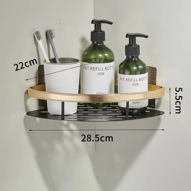 Punch Free Wall Mounted Bathroom Shelf No Drill Shower Shelf Kitchen Storage Organizer Shampoo Rack Makeup Storage Organizer