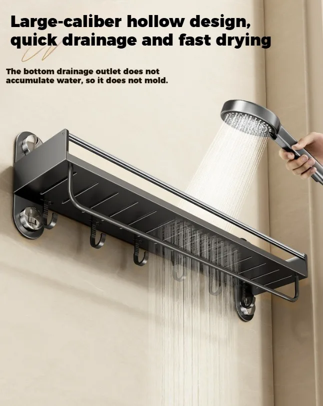 No Drill Bathroom Rack Bathroom Shelf Toilet Stainless Steel and Carbon Steel Hanging Rack Bathroom Organizer Hang On The Wall