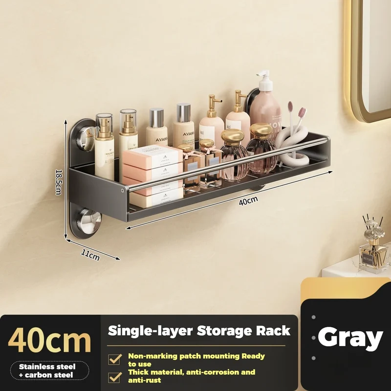 No Drill Bathroom Rack Bathroom Shelf Toilet Stainless Steel and Carbon Steel Hanging Rack Bathroom Organizer Hang On The Wall