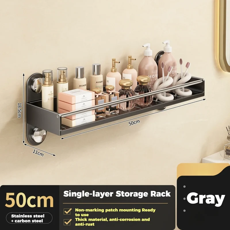 No Drill Bathroom Rack Bathroom Shelf Toilet Stainless Steel and Carbon Steel Hanging Rack Bathroom Organizer Hang On The Wall