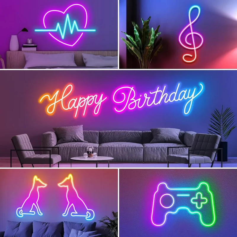 Neon Rope Lights,Flexible Led Rope Lights Control with App/Remote,Multiple Modes Rope Lights,IP65 Outdoor RGB Led Neon Lights Wa