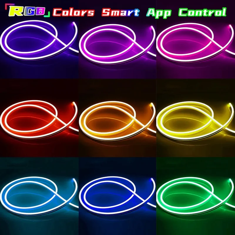 Neon Rope Lights,Flexible Led Rope Lights Control with App/Remote,Multiple Modes Rope Lights,IP65 Outdoor RGB Led Neon Lights Wa