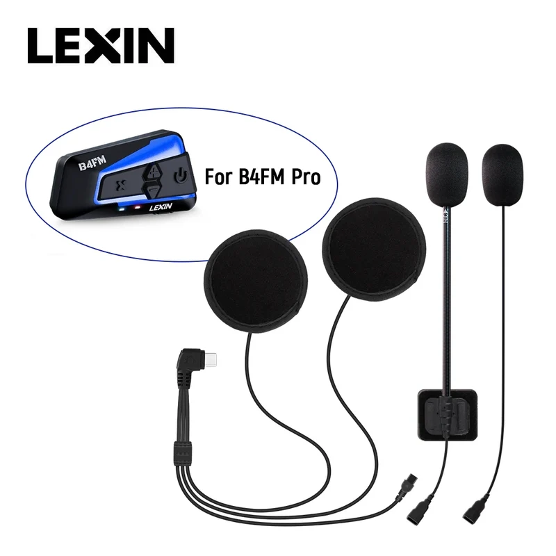 LEXIN LX-B4FM-X Intercom Headset&Clip Set for Full/Half Helmet with High Quality and Loud Sound Bluetooth Headphone Jack Plug
