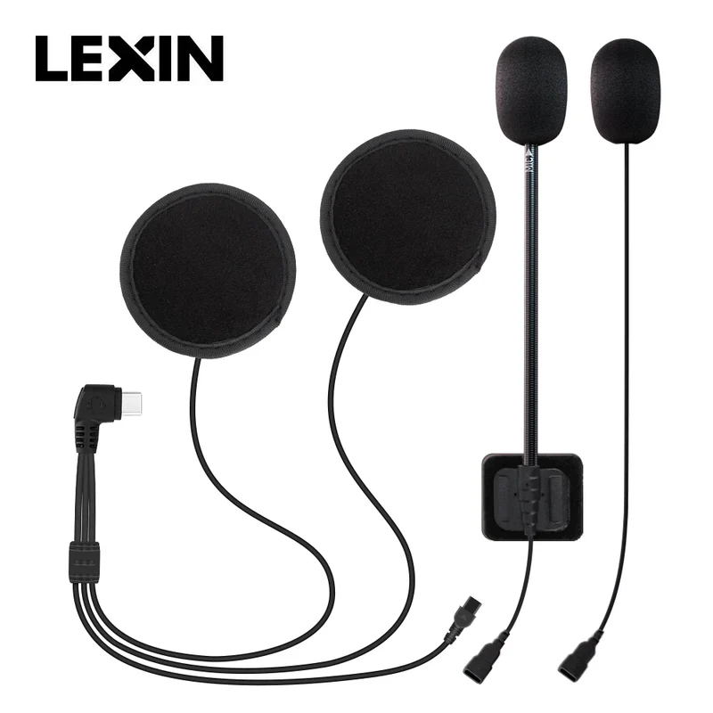 LEXIN LX-B4FM-X Intercom Headset&Clip Set for Full/Half Helmet with High Quality and Loud Sound Bluetooth Headphone Jack Plug