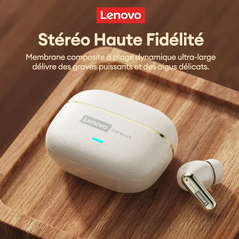 Lenovo LE208 TWS Bluetooth 6.0 Wireless Leather Earphones Stereo ENC Noise Cancelling Headphone 38ms Low Latency Gaming Headset