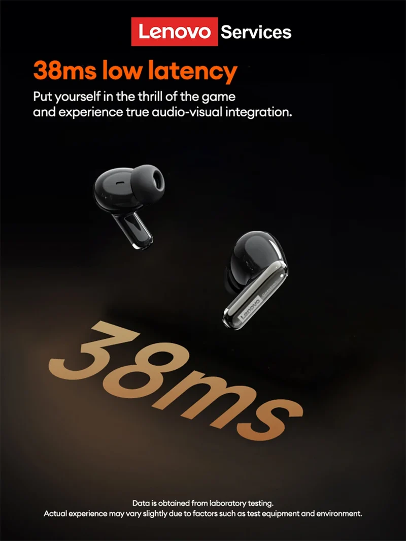 Lenovo LE208 TWS Bluetooth 6.0 Wireless Leather Earphones Stereo ENC Noise Cancelling Headphone 38ms Low Latency Gaming Headset