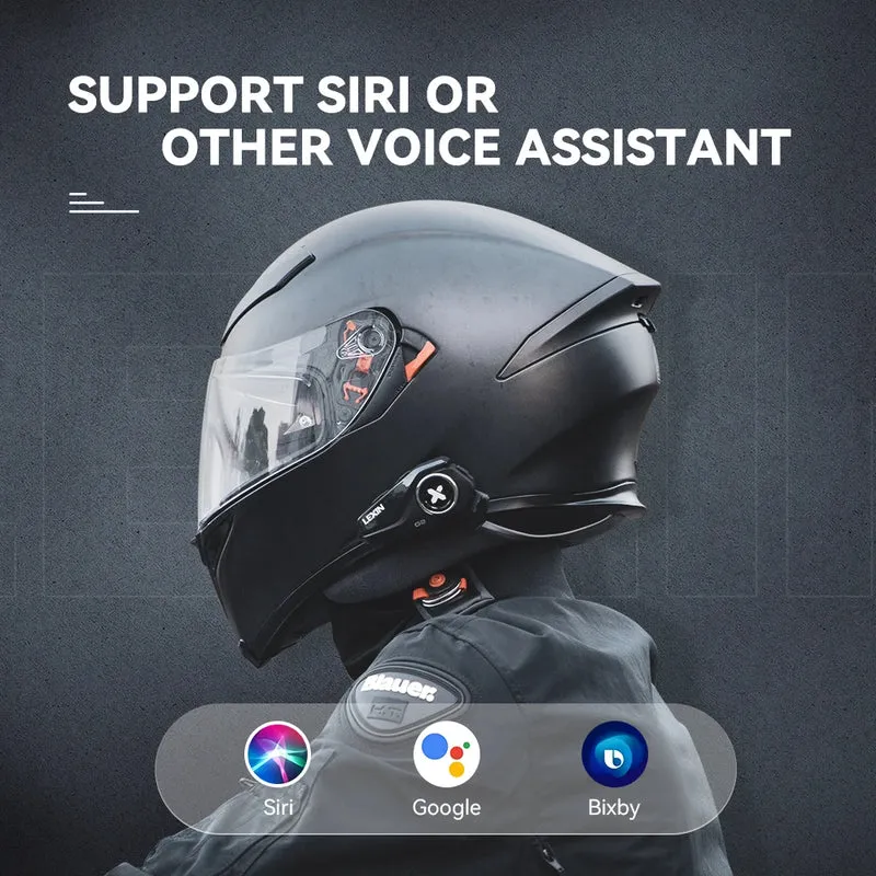 Lexin G2P Motorcycle Intercom Helmet Bluetooth Headsets,Handsfree Communicator Up to 6 Riders Interphone with FM Radio