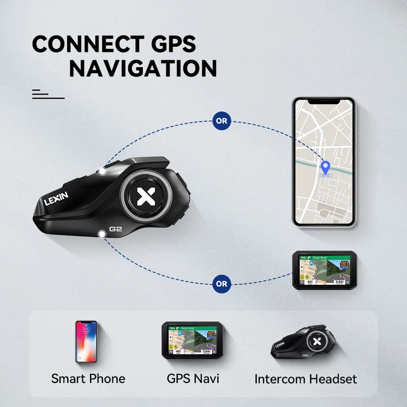 Lexin G2P Motorcycle Intercom Helmet Bluetooth Headsets,Handsfree Communicator Up to 6 Riders Interphone with FM Radio
