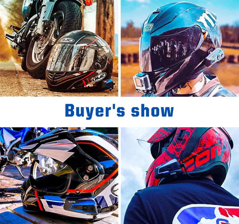 Lexin B4FM-X Bluetooth Motorcycle Intercom Helmet Headsets,BT 5.0 Wireless Communication Interphone Music Sharing 10 Riders