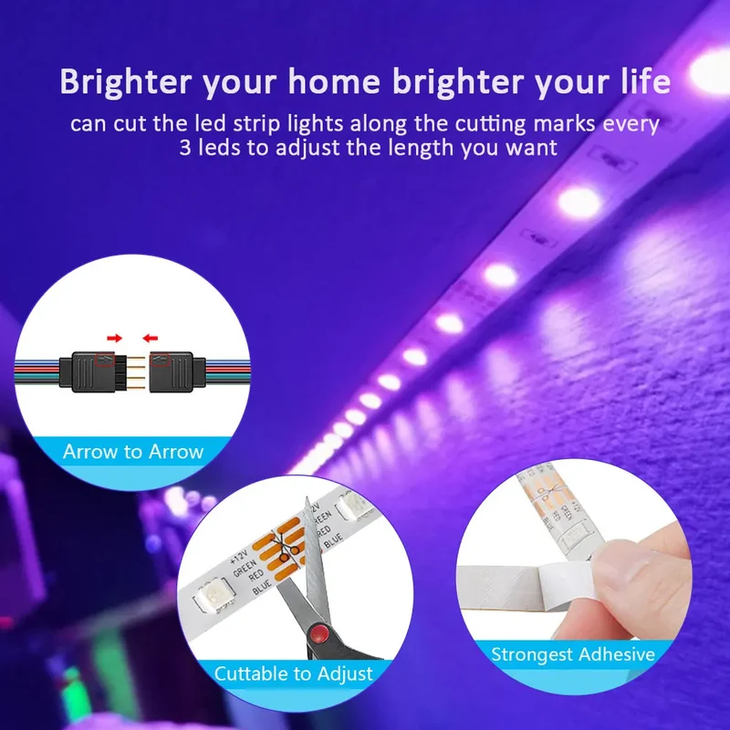 LED Strip Light ,RGB 5050/SMD3535, Flexible Ribbon, DIY Led Light Strip RGB Tape Diode DC 12V bluetooth Christmas lights