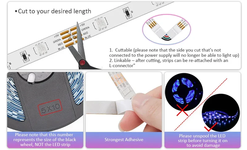 LED Strip Light ,RGB 5050/SMD3535, Flexible Ribbon, DIY Led Light Strip RGB Tape Diode DC 12V bluetooth Christmas lights