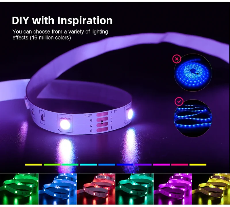 LED Strip Light ,RGB 5050/SMD3535, Flexible Ribbon, DIY Led Light Strip RGB Tape Diode DC 12V bluetooth Christmas lights