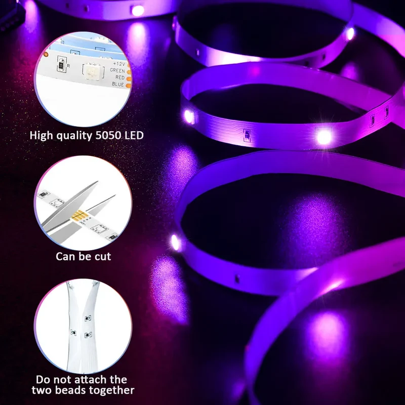 Led Strip Lights Smart Light Strips with App Control RGB Led Lights for Bedroom，Music Sync Color Changing