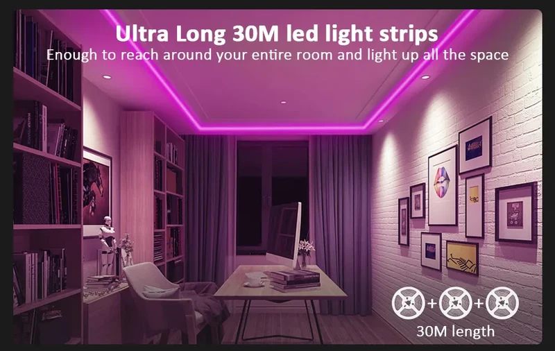 Led Strip Lights Smart Light Strips with App Control RGB Led Lights for Bedroom，Music Sync Color Changing