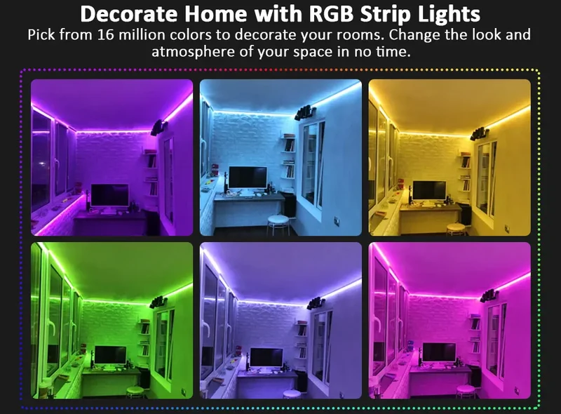 Led Strip Lights Smart Light Strips with App Control RGB Led Lights for Bedroom，Music Sync Color Changing
