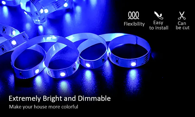 Led Strip Lights Smart Light Strips with App Control RGB Led Lights for Bedroom，Music Sync Color Changing