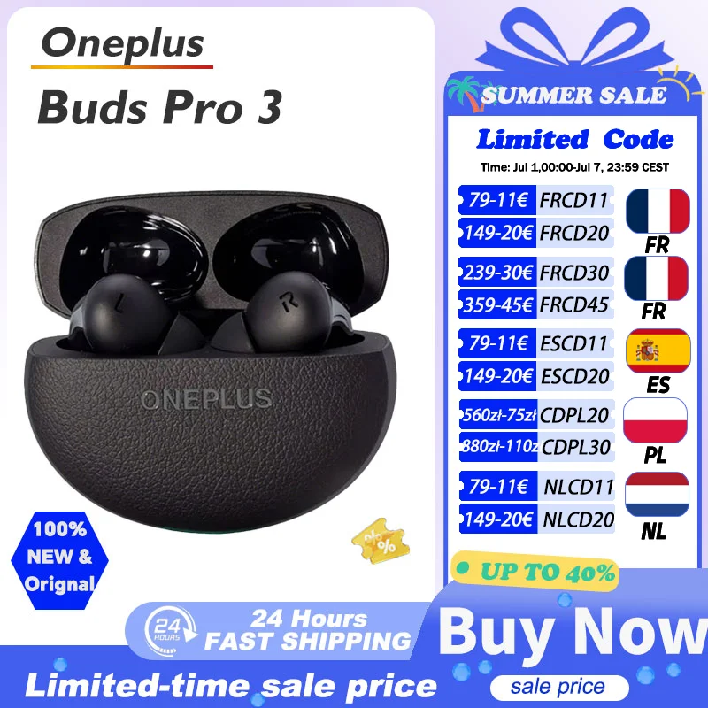 Global Version Oneplus Buds Pro 3 oneplus Earphone TWS Bluetooth Earphone 50dB Active Noise Canceling 43h Battery Life For Oneplus 12