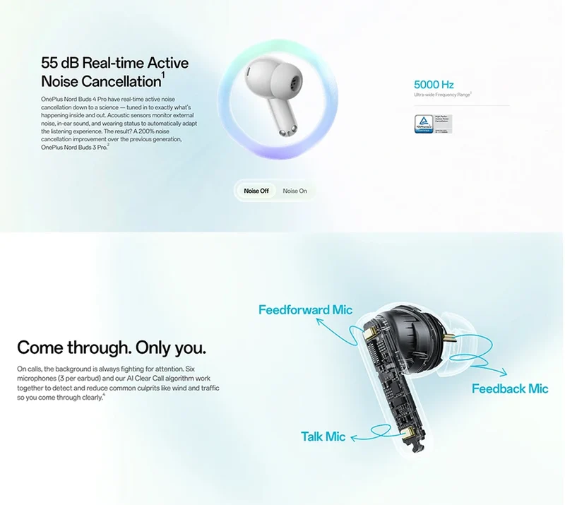 Global Version OnePlus Nord Buds 4 Pro earphone Active Noise Cancellation 54 Hours of Playback Bluetooth 6.0 ear buds
