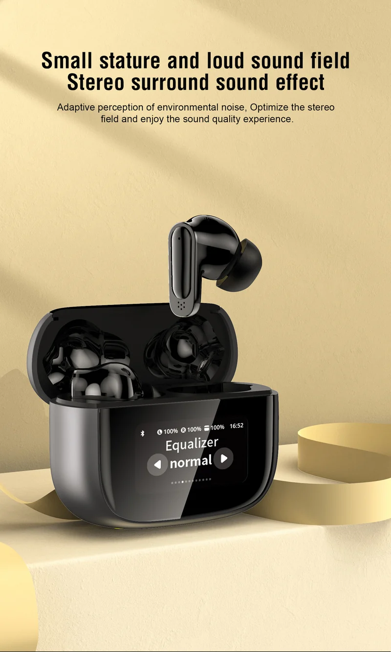 BOSECXT Ultra V11 Smart Touch Multi functional Large Screen TWS Wireless ANC Noise Cancelling Earbuds Enc Heavy Bass Earbuds