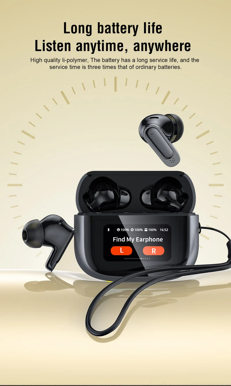 BOSECXT Ultra V11 Smart Touch Multi functional Large Screen TWS Wireless ANC Noise Cancelling Earbuds Enc Heavy Bass Earbuds