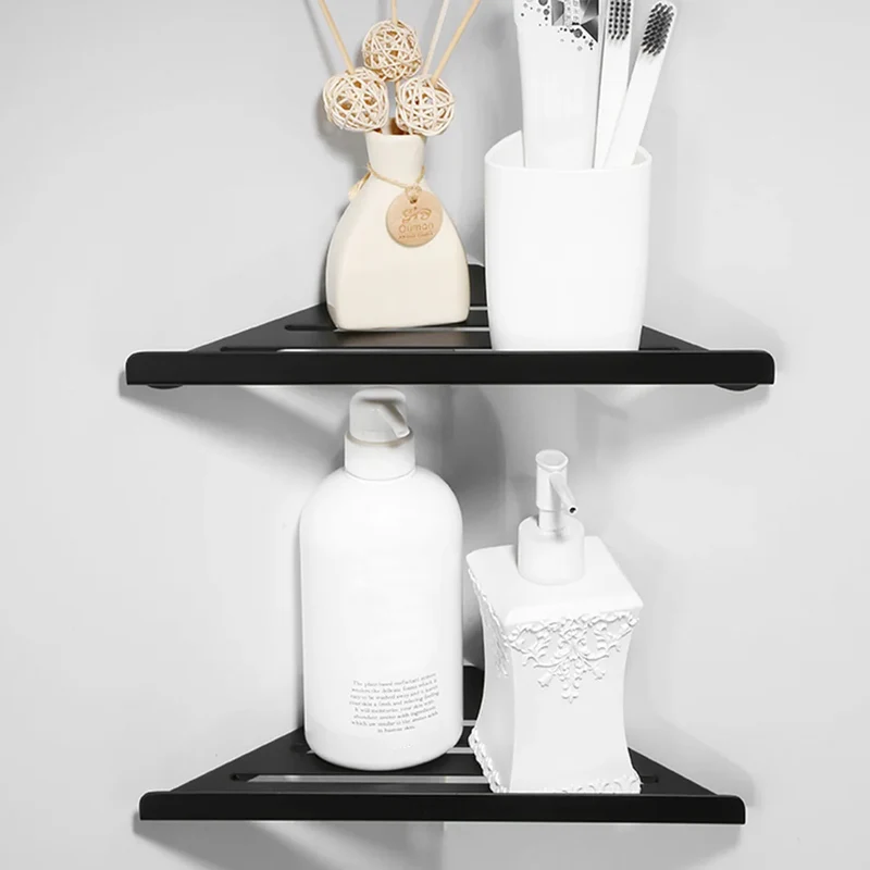 Bathroom Shelf Corner Shower Shelf No Drilling 304 Stainless Steel Corner Organizer Storage Heavy-Duty Hollow Shampoo Rack