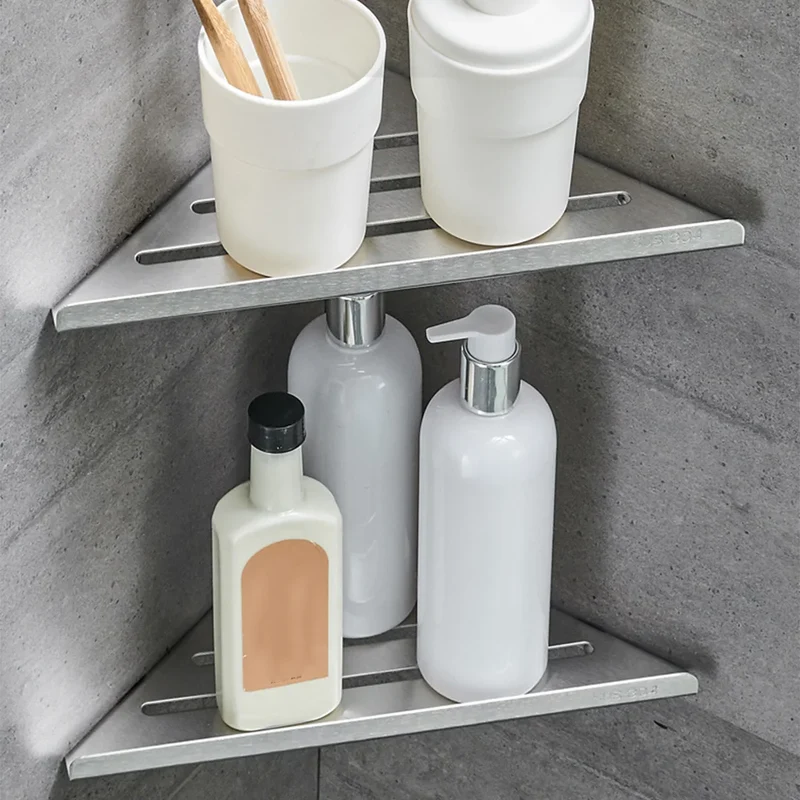 Bathroom Shelf Corner Shower Shelf No Drilling 304 Stainless Steel Corner Organizer Storage Heavy-Duty Hollow Shampoo Rack