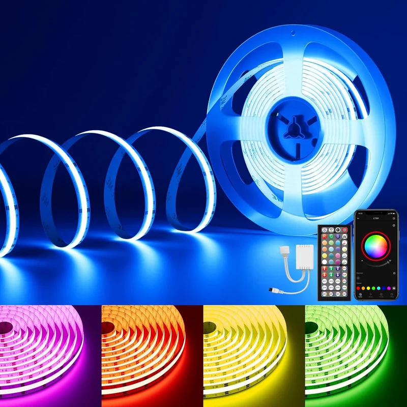 40M/30M RGB LED Strip Lights with Remote Control Bluetooth App, Dimmable Colour Changing LED Fairy Lamps Music Sync for Room
