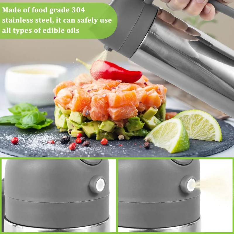 470ML/500ML 2in1 Olive Oil Dispenser Bottle Oil Sprayer Stainless Steel/Glass Oil Sprayer Bottle for Cooking Kitchen Accessories