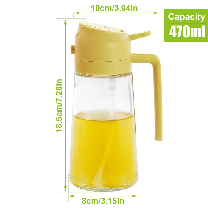 470ML/500ML 2in1 Olive Oil Dispenser Bottle Oil Sprayer Stainless Steel/Glass Oil Sprayer Bottle for Cooking Kitchen Accessories