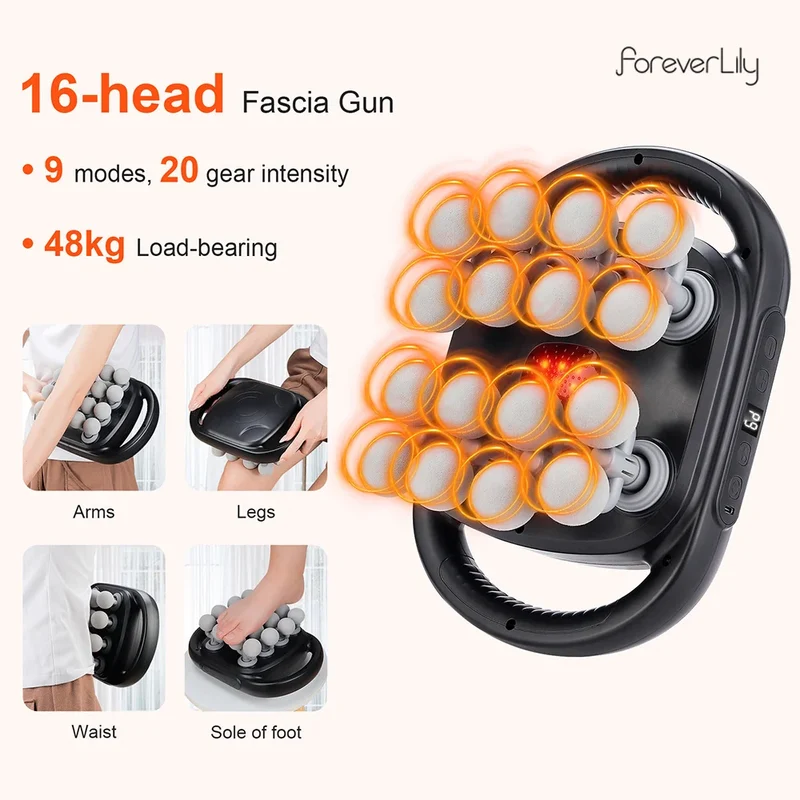 16-Head Fascia Gun High-Frequency Vibration Body Massage Gun Waist and Back Massager Neck Shoulder Massager Muscle masajeador