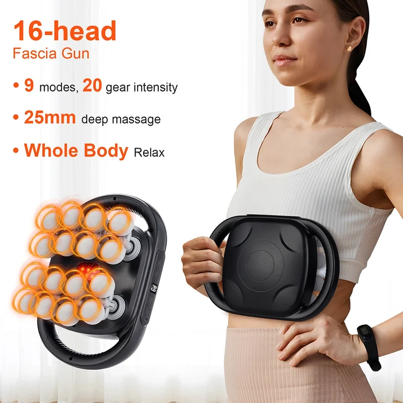 16-Head Fascia Gun High-Frequency Vibration Body Massage Gun Waist and Back Massager Neck Shoulder Massager Muscle masajeador