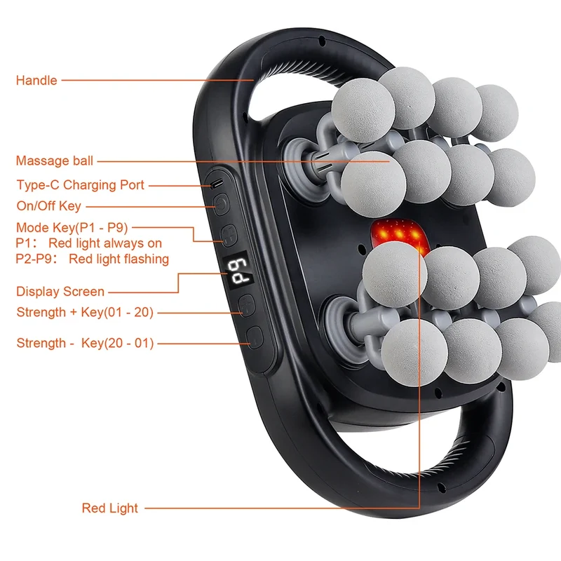 16-Head Fascia Gun High-Frequency Vibration Body Massage Gun Waist and Back Massager Neck Shoulder Massager Muscle masajeador