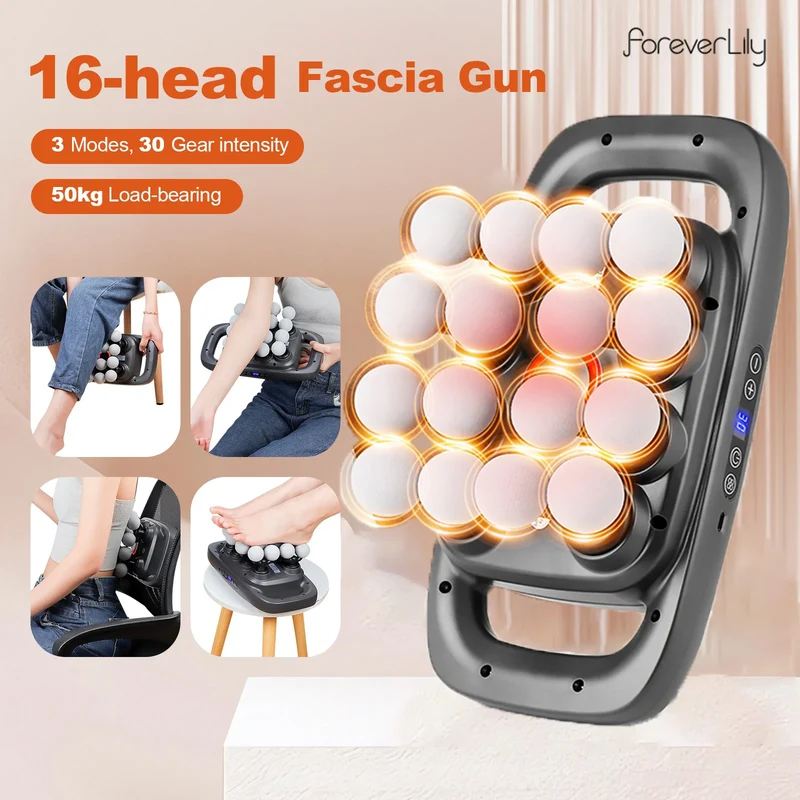 16-Head Fascia Gun High-Frequency Vibration Body Massage Gun Waist and Back Massager Neck Shoulder Massager Muscle masajeador