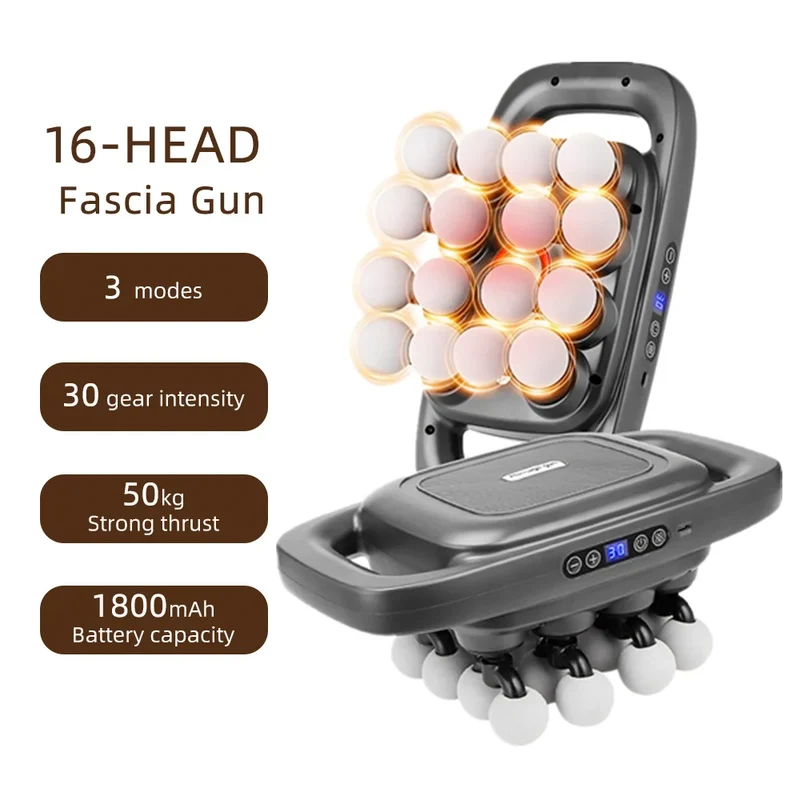 16-Head Fascia Gun High-Frequency Vibration Body Massage Gun Waist and Back Massager Neck Shoulder Massager Muscle masajeador