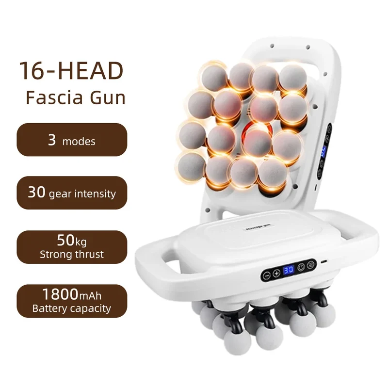 16-Head Fascia Gun High-Frequency Vibration Body Massage Gun Waist and Back Massager Neck Shoulder Massager Muscle masajeador