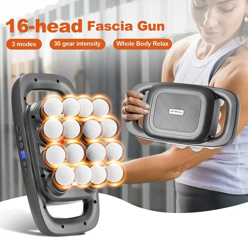 16-Head Fascia Gun High-Frequency Vibration Body Massage Gun Waist and Back Massager Neck Shoulder Massager Muscle masajeador
