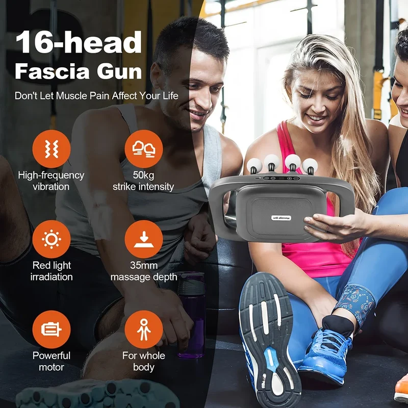 16-Head Fascia Gun High-Frequency Vibration Body Massage Gun Waist and Back Massager Neck Shoulder Massager Muscle masajeador