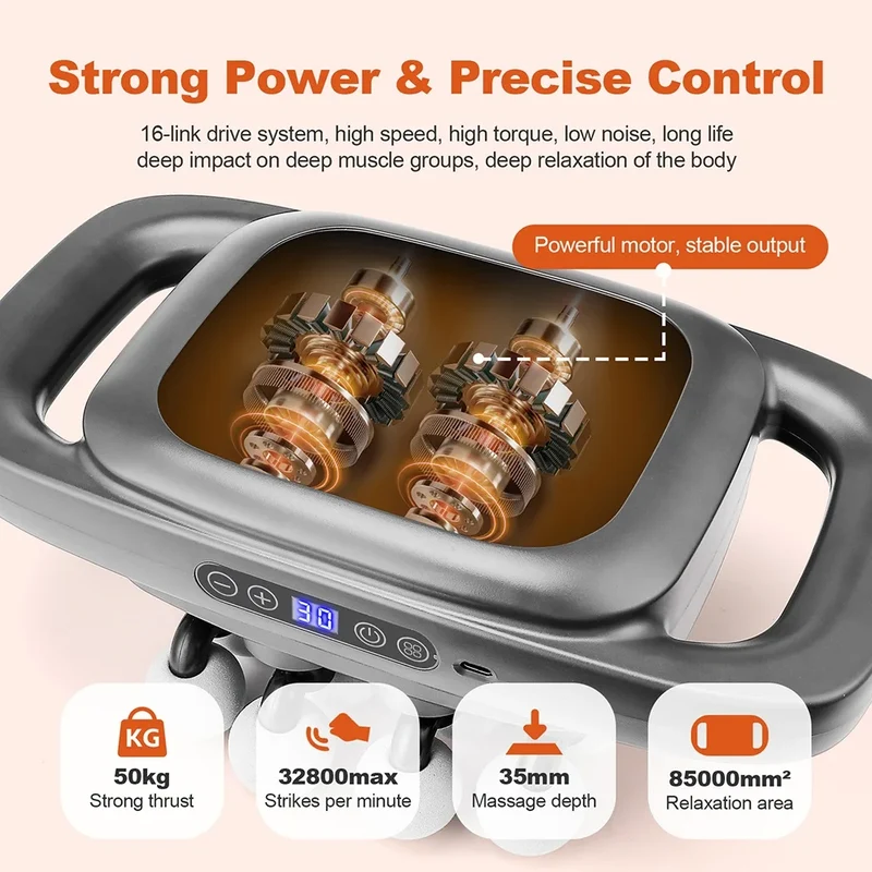 16-Head Fascia Gun High-Frequency Vibration Body Massage Gun Waist and Back Massager Neck Shoulder Massager Muscle masajeador