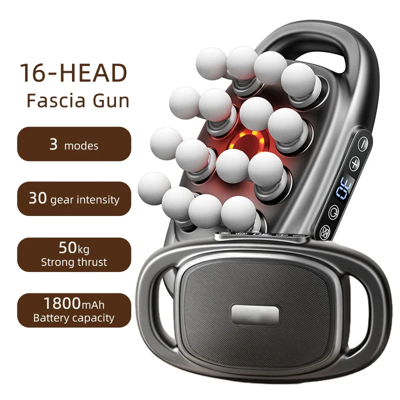 16-Head Fascia Gun High-Frequency Vibration Body Massage Gun Waist and Back Massager Neck Shoulder Massager Muscle masajeador