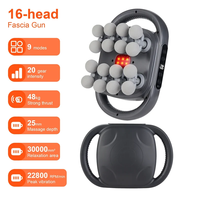 16-Head Fascia Gun High-Frequency Vibration Body Massage Gun Waist and Back Massager Neck Shoulder Massager Muscle masajeador