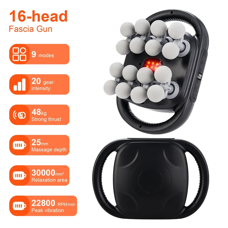 16-Head Fascia Gun High-Frequency Vibration Body Massage Gun Waist and Back Massager Neck Shoulder Massager Muscle masajeador