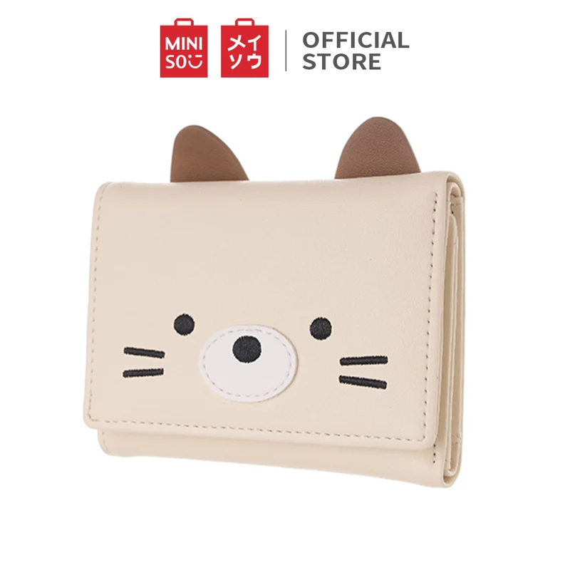 MINISO Dompet Wanita Pendek Kecil Lipat Motif Lucu Karakter Hitam Putih