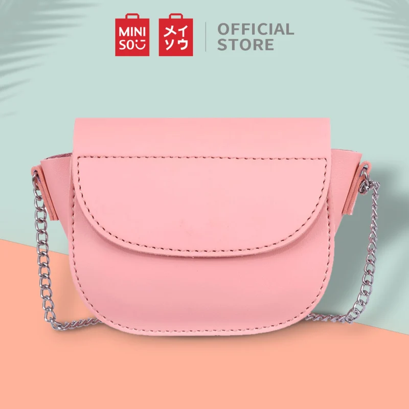 MINISO Tas Selempang Wanita Kecil /Sling Bag Mini / Tas Bahu Cewek/ Tas Lipstik Kulit PVC Wanita Remaja Anak Perempuan Pesta Rantai Logam Model Terbaru 2020 Import Kekinian Lucu Polos Simple