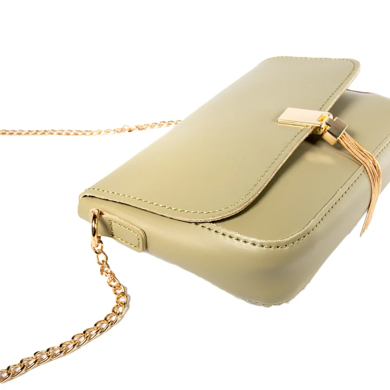 MINISO Tas Selempang Wanita / Sling Bag / Tas Bahu Cewek Pesta Rantai Logam Model Terbaru 2020 Import Kulit PVC Wanita Remaja Anak Perempuan Kekinian Polos Simple Elegan Rumbai Tassel Lucu