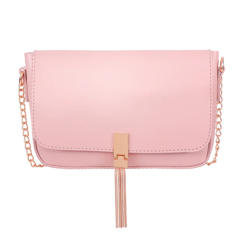 MINISO Tas Selempang Wanita / Sling Bag / Tas Bahu Cewek Pesta Rantai Logam Model Terbaru 2020 Import Kulit PVC Wanita Remaja Anak Perempuan Kekinian Polos Simple Elegan Rumbai Tassel Lucu