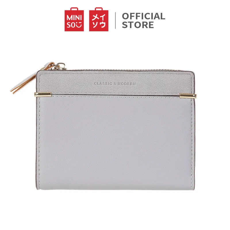MINISO Dompet Wanita Kecil Lipat Pendek Tas Tempat Kartu Dan Uang Kecil Mini Wallet Organizer Anak Perempuan Cewek Zipper Resleting Kulit PU Sintetis Terbaru Import Lucu Polos Simple Kasual Minimalis Dasar
