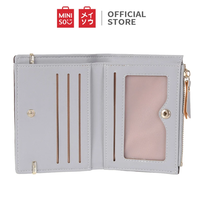 MINISO Dompet Wanita Kecil Lipat Pendek Tas Tempat Kartu Dan Uang Kecil Mini Wallet Organizer Anak Perempuan Cewek Zipper Resleting Kulit PU Sintetis Terbaru Import Lucu Polos Simple Kasual Minimalis Dasar