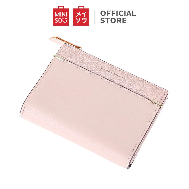 MINISO Dompet Wanita Kecil Lipat Pendek Tas Tempat Kartu Dan Uang Kecil Mini Wallet Organizer Anak Perempuan Cewek Zipper Resleting Kulit PU Sintetis Terbaru Import Lucu Polos Simple Kasual Minimalis Dasar